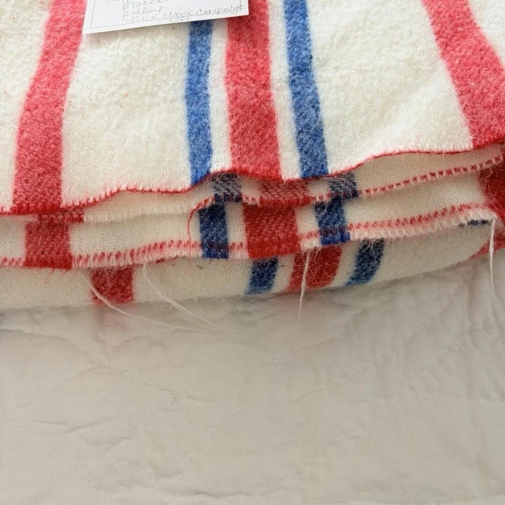VTG Stevens Utica Acrylic Red White& Blue Stripes USA Soft Lightweight Fleece